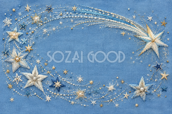 空色の刺繍と星の輪｜星の背景の無料イラスト素材 111240