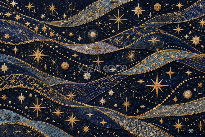 金の刺繍と夜空の帯 金の刺繍と夜空の帯