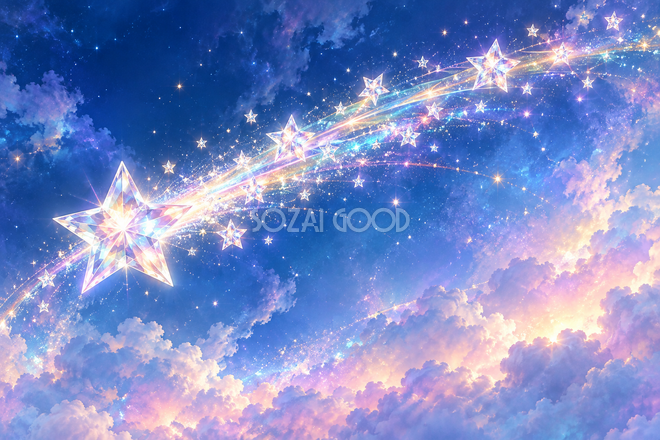 白い星と虹色の反射