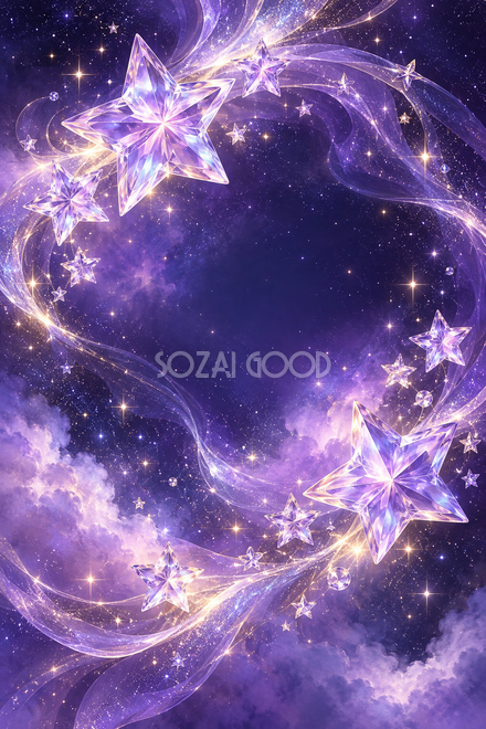 紫の星と光の波