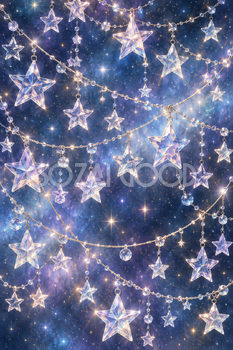 透明な星の輪飾り｜星の背景の無料イラスト素材 111256
