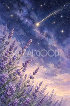 ラベンダーと星明かり｜星の背景の無料イラスト素材 111259