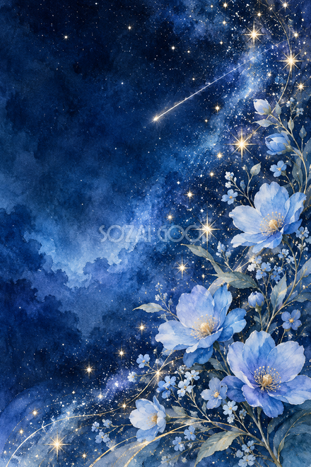 青い花と流れ星 青い花と流れ星