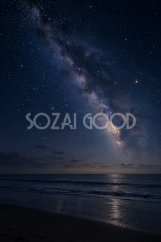 海辺から見上げる星空｜自然の星空背景の無料イラスト素材 111270