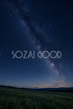 草原から見上げる星空｜自然の星空背景の無料イラスト素材 111272