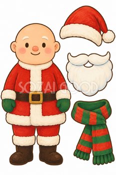 マフラーを巻くサンタ｜クリスマス工作の無料イラスト素材 111799