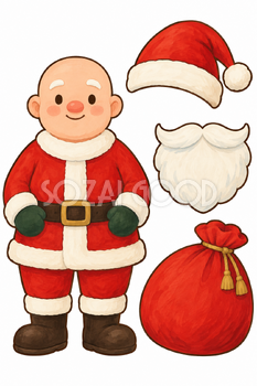 袋をかつぐサンタ｜クリスマス工作の無料イラスト素材 111800