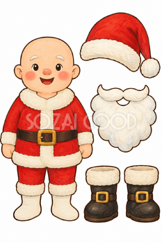 ブーツを履くサンタ｜クリスマス工作の無料イラスト素材 111801