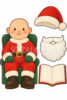 絵本を読むサンタ｜クリスマス工作の無料イラスト素材 111807