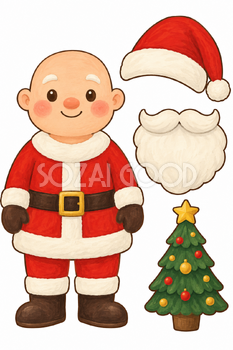 小さなツリーとサンタ｜クリスマス工作の無料イラスト素材 111808
