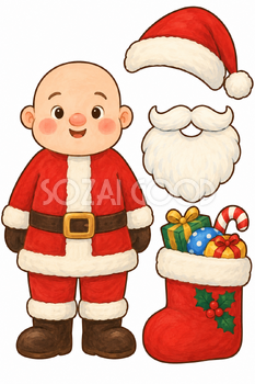 長靴の贈り物とサンタ｜クリスマス工作の無料イラスト素材 111812