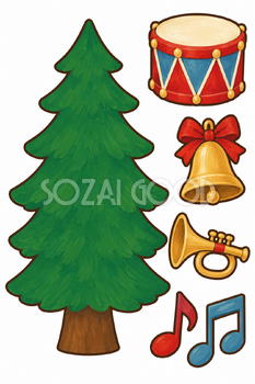 音楽のツリー｜クリスマス工作の無料イラスト素材 111826