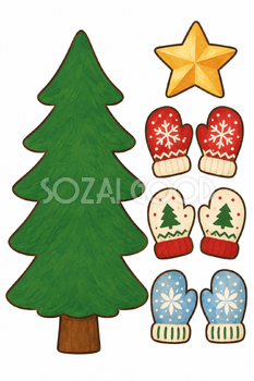 手袋のツリー｜クリスマス工作の無料イラスト素材 111829
