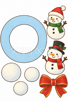 雪だるまのリース｜クリスマス工作の無料イラスト素材 111837