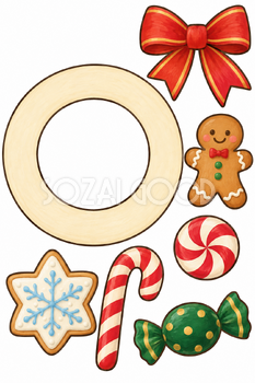 お菓子のリース｜クリスマス工作の無料イラスト素材 111844