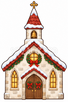 小さな教会｜クリスマス壁面飾りの無料イラスト素材 111859