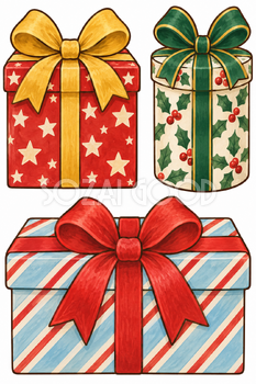 大きなプレゼント｜クリスマス壁面飾りの無料イラスト素材 111883