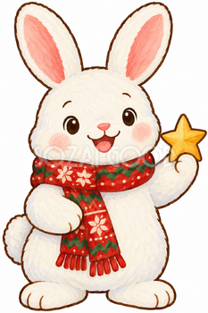 雪うさぎ｜クリスマス壁面飾りの無料イラスト素材 111885