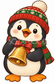 帽子のペンギン｜クリスマス壁面飾りの無料イラスト素材 111889