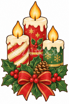 クリスマスのキャンドル｜クリスマス壁面飾りの無料イラスト素材 111894