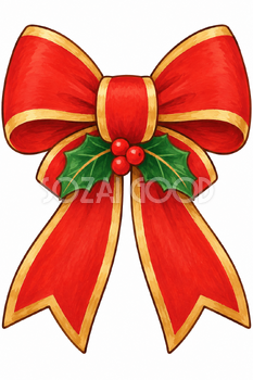 大きなリボン飾り｜クリスマス壁面飾りの無料イラスト素材 111895