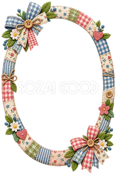 重なる布の角飾りのパッチワーク枠｜ステッチフレームの無料イラスト素材 111953