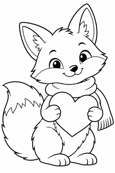 マフラーのきつねの塗り絵 マフラーのきつねの塗り絵