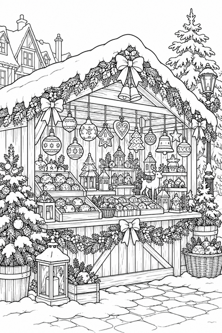 クリスマスマーケットの塗り絵 クリスマスマーケットの塗り絵