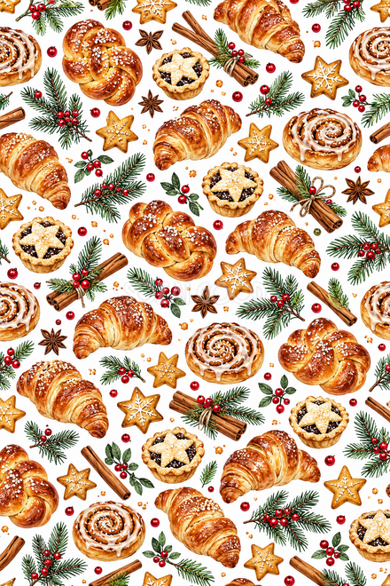 クリスマスのパンと焼き菓子の包装紙 クリスマスのパンと焼き菓子の包装紙