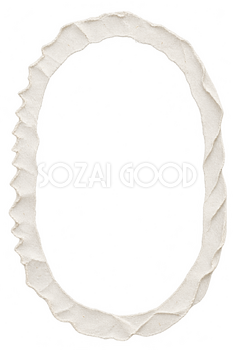 しわと破れ縁の白い楕円紙枠｜紙フレームの無料イラスト素材 112318