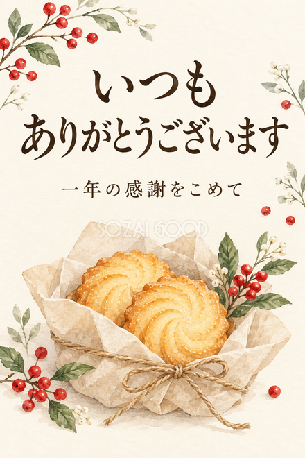 焼き菓子とリネンの包みのお礼カード 焼き菓子とリネンの包みのお礼カード