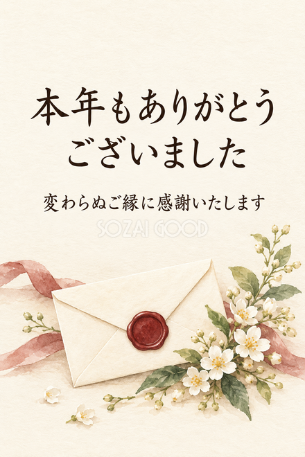 小さな花と封ろうのお礼カード 小さな花と封ろうのお礼カード