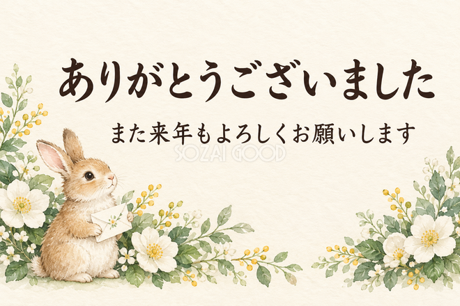 手紙を持つうさぎのお礼カード 手紙を持つうさぎのお礼カード
