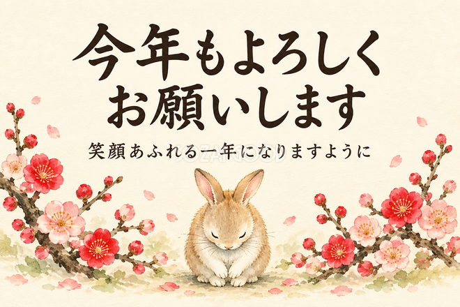 お辞儀をするうさぎのお礼カード お辞儀をするうさぎのお礼カード