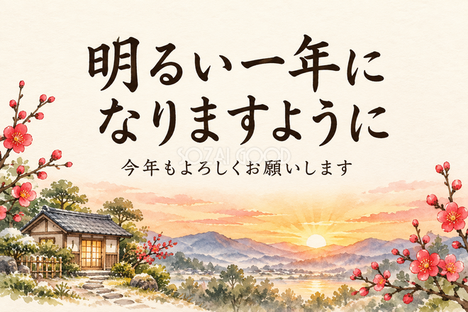 朝の光と小さな家のお礼カード