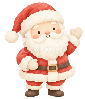 手を振るサンタ｜クリスマスの無料イラスト素材 112439