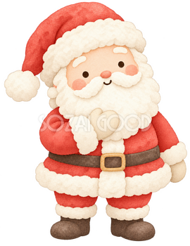 胸に手を添えて感謝するサンタ｜クリスマスの無料イラスト素材 112442
