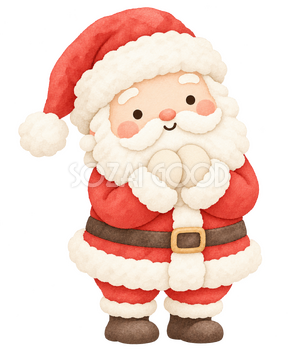 両手を合わせて喜ぶサンタ｜クリスマスの無料イラスト素材 112443