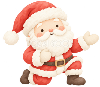 片膝をついて迎えるサンタ｜クリスマスの無料イラスト素材 112446