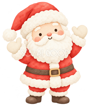 両手を振るサンタ｜クリスマスの無料イラスト素材 112447