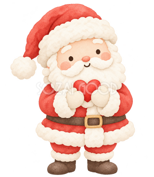 胸の前でハートを持つサンタ｜クリスマスの無料イラスト素材 112450