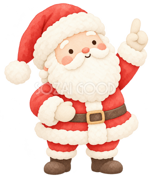 上を指差すサンタ｜クリスマスの無料イラスト素材 112462