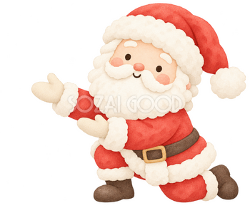 両手で左を紹介するサンタ｜クリスマスの無料イラスト素材 112465