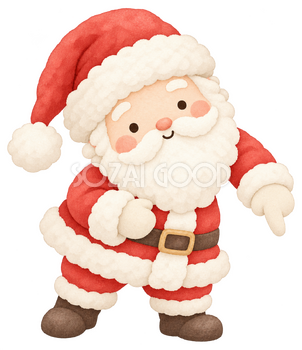 下を指差すサンタ｜クリスマスの無料イラスト素材 112467
