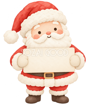 白い案内板を持つサンタ｜クリスマスの無料イラスト素材 112468