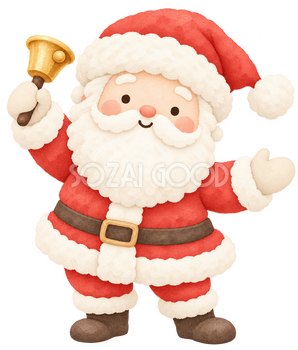 ベルを鳴らして案内するサンタ｜クリスマスの無料イラスト素材 112471