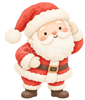 耳に手を添えるサンタ｜クリスマスの無料イラスト素材 112475