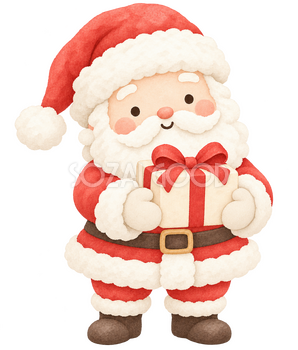 プレゼントを差し出すサンタ｜クリスマスの無料イラスト素材 112481