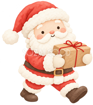 小包を届けるサンタ｜クリスマスの無料イラスト素材 112487