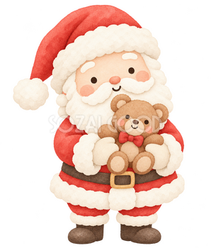 ぬいぐるみを渡すサンタ｜クリスマスの無料イラスト素材 112491